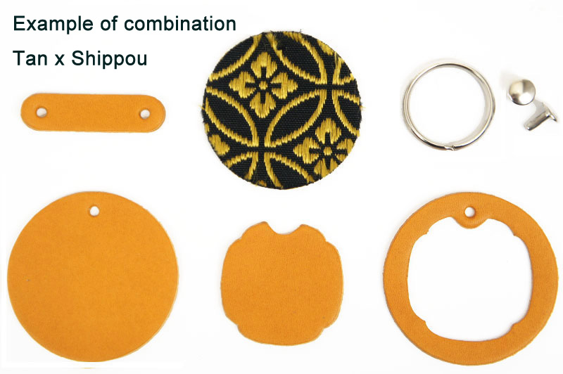Japanese Pattern Inlay Keychain Kit <LC Premium Dyed Leather Struck Through>