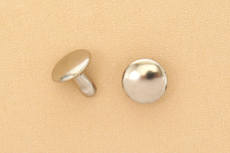Double Cap Rivets Solid Brass Nickel Plated 9mm