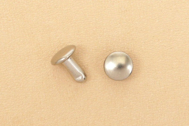 Double Cap Rivets Solid Brass Nickel Plated 6mm