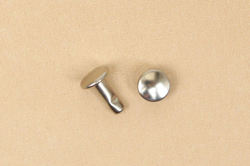 Long Double Cap Rivets Solid Brass Nickel Plated 6mm