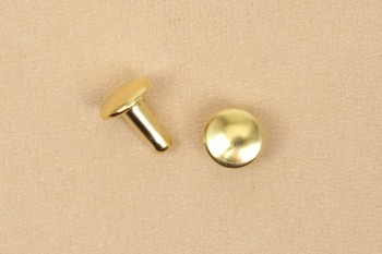 Double Cap Rivets Solid Brass 6mm