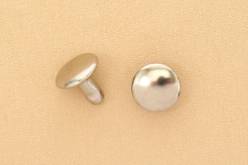 Double Cap Rivets Solid Brass Nickel Plated 9mm