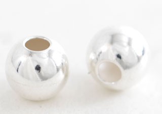 Silver Beads - plane(2 pcs / 8.0 mm / Hole size 3.0 mm)