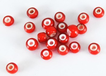 Red White Heart Trade Beads